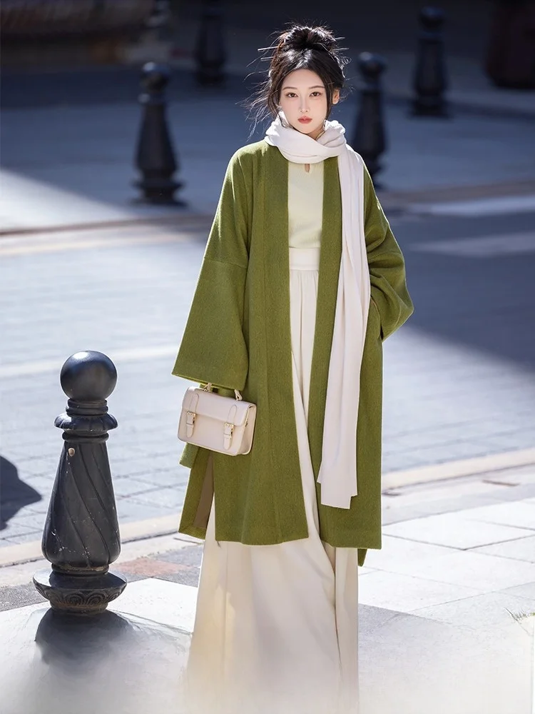 

Original New Chinese Sle Moss een Coat by Dr Entering Curtain Autumn Winter Song Pants Daily Commuting Hanfu Women's C...