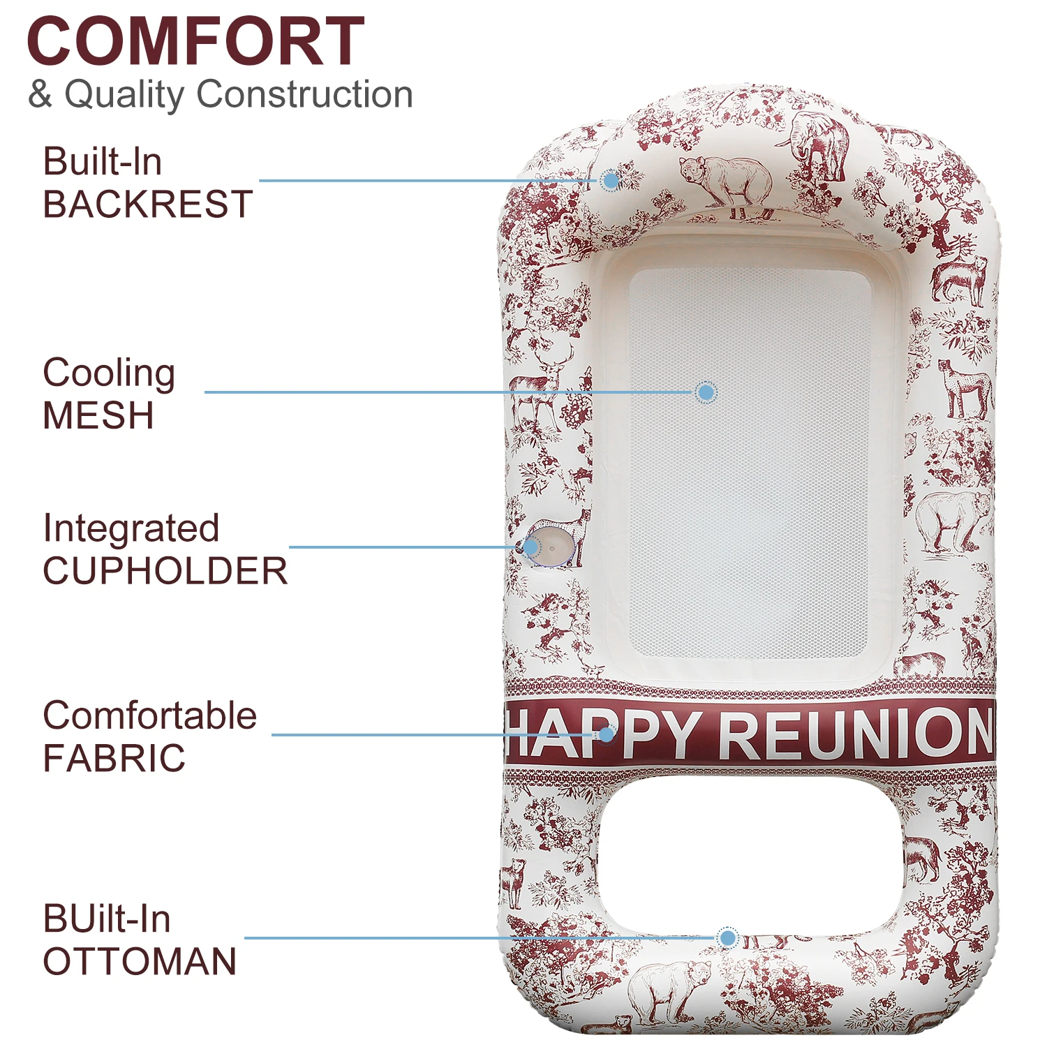 2-teilige aufblasbare Sonnenliege für den Pool, schwimmende Liegematte, Pool-Float für Erwachsene mit Kissen, Wasserliege, Partygeschenk