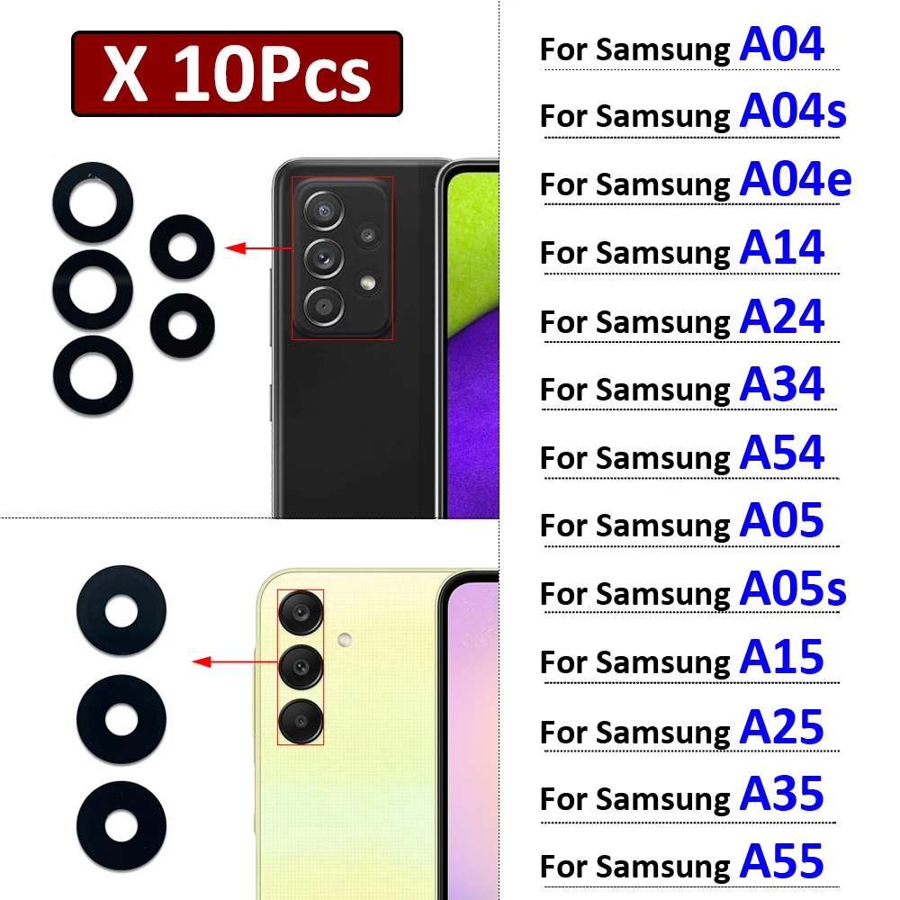 10Pcs, Back Camera Rear Camera Lens Glass With Sticker For Samsung A04 A04s A04e A14 A24 A34 A54 A05 A05s A15 A25 A35 A55 4G 5G