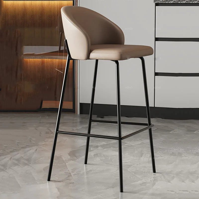 Sillas de Bar de salón de alta calidad, respaldo Simple, silla nórdica moderna impermeable, diseñador de Metal, cómodo, muebles para el hogar