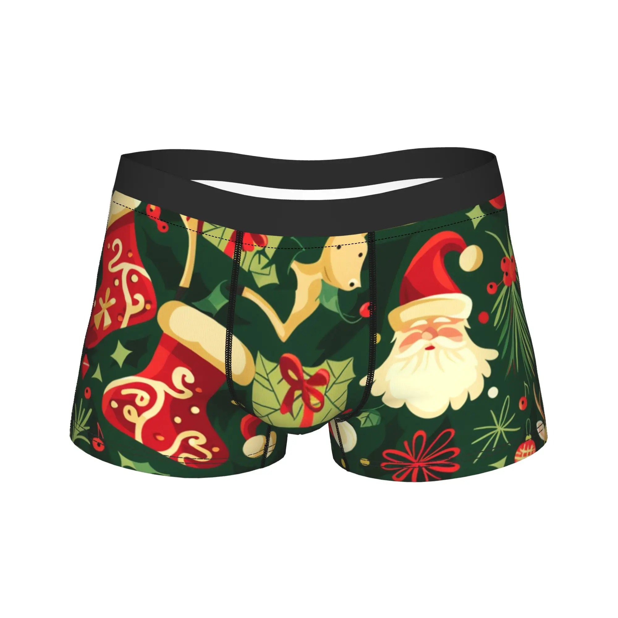 Men Christmas Santa Claus and Reindeer Long Underwear  Funny Boxer Briefs Shorts Panties Male Soft Underpants M-XXL