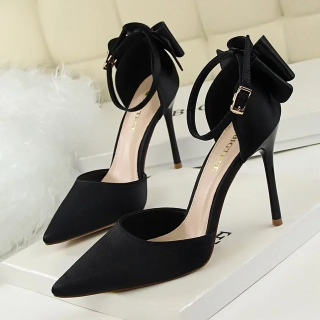 BIGTREE Spring Design Lady Pink High Heels Bow Tie Women Pumps Sexy Pointed Toe Dress Party Shoes Footwear Size 34-43