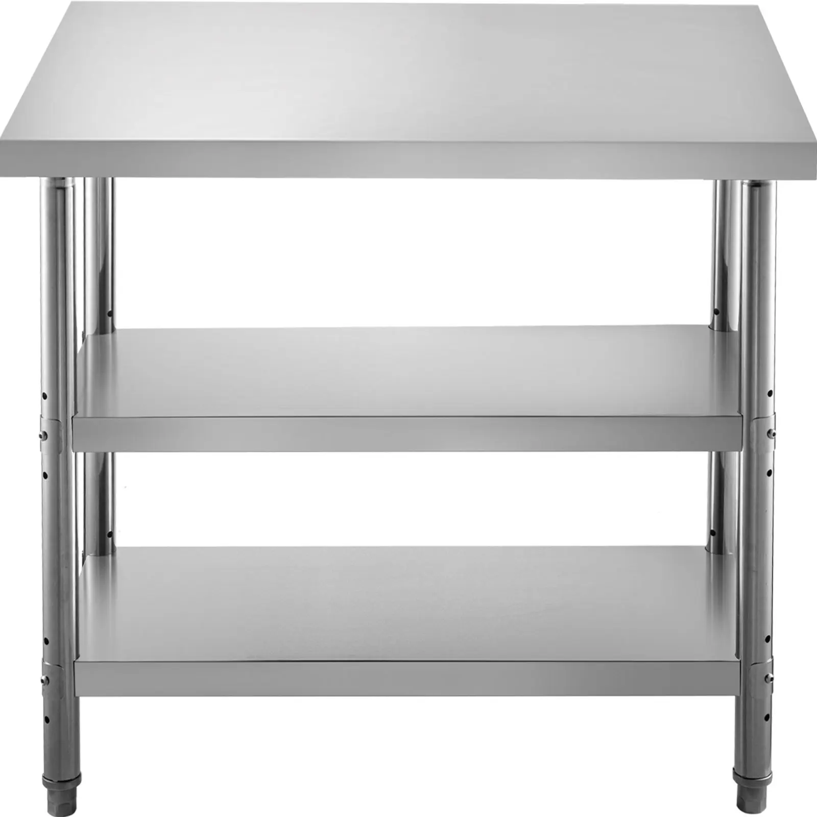 VEVOR Stainless Steel Prep Table, 48x18x33 in Commercial Stainless Steel Table, 2 Adjustable Undershelf BBQ Prep Table, Heavy Du