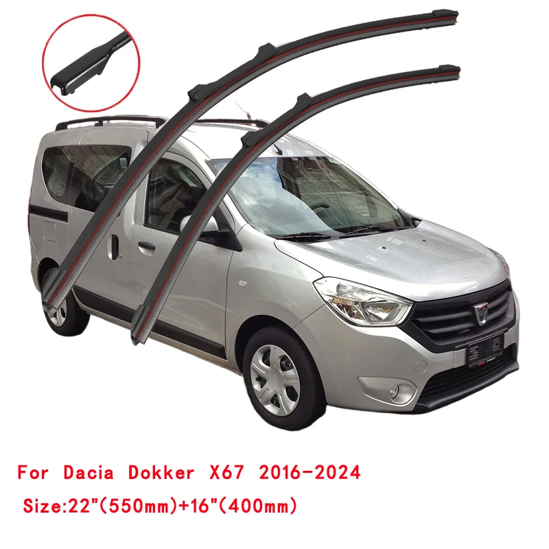 For Dacia Renault Dokker Express Pick Up 2012 2013 2014 2015 2016 2017 2018 2019 2020 2022 Double Rubber Car Windshield Wipers