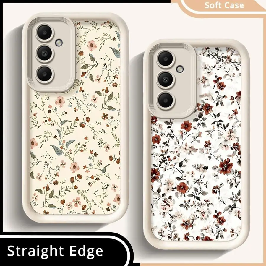 Case for Samsung Galaxy A34 A71 A72 A53 A54 A56 A12 A13 A26 A32 A51 A73 A35 A36 A23 A15 A16 Phone Cover Vintage Floral
