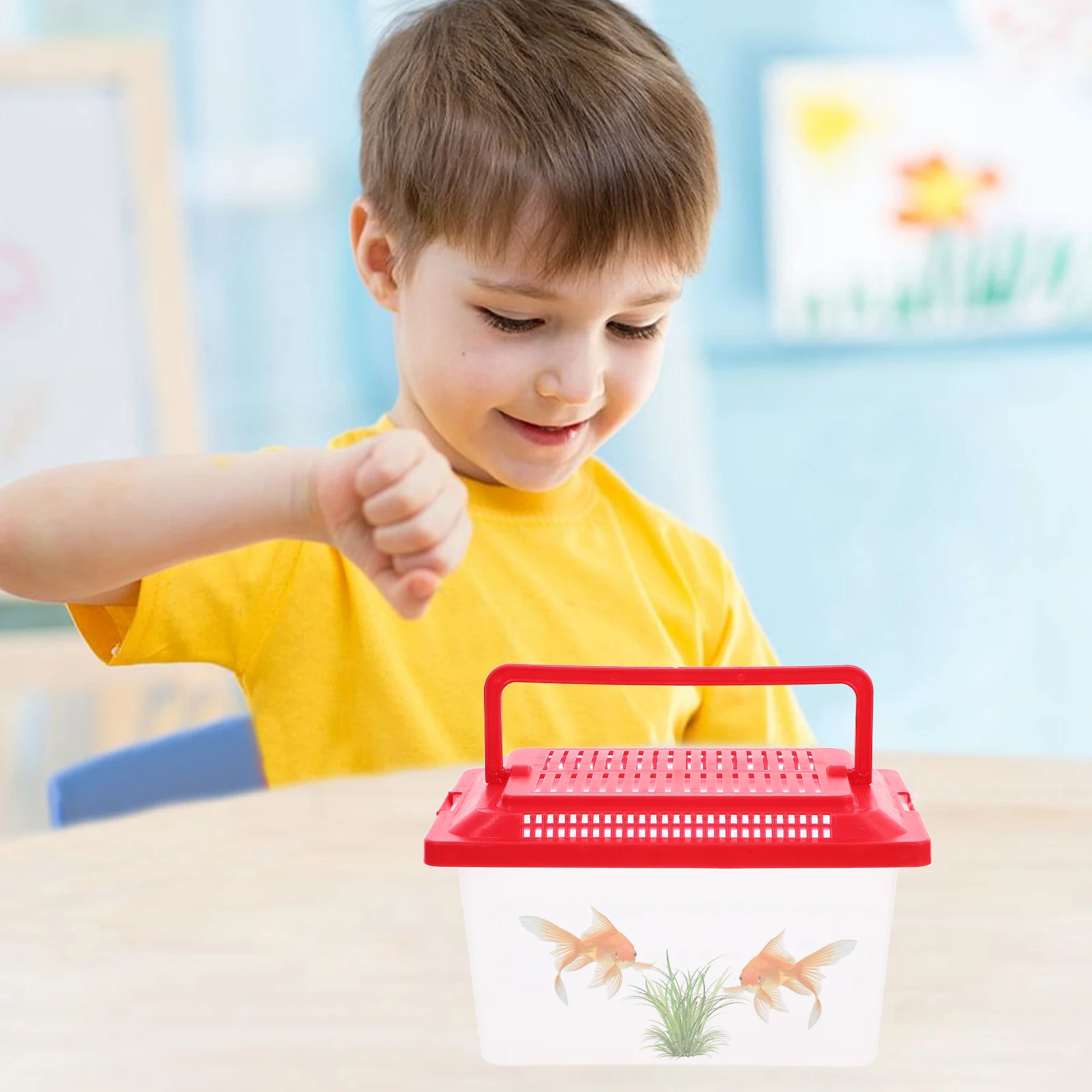 

Portable Turtle Tank Transparent Compact Plastic Aquarium Handheld Fish Tank Reptile Feeding Box Pet Habitat Plastic Aquarium