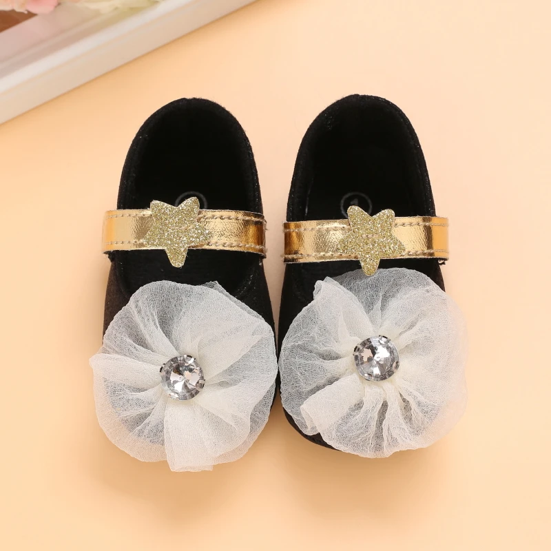 2022 Cute Flower Princess Shoes For Girl Leisure Soft Bottom Baby Shoes Breathable Newborn Girls Learning Non-slip Walking Shoes