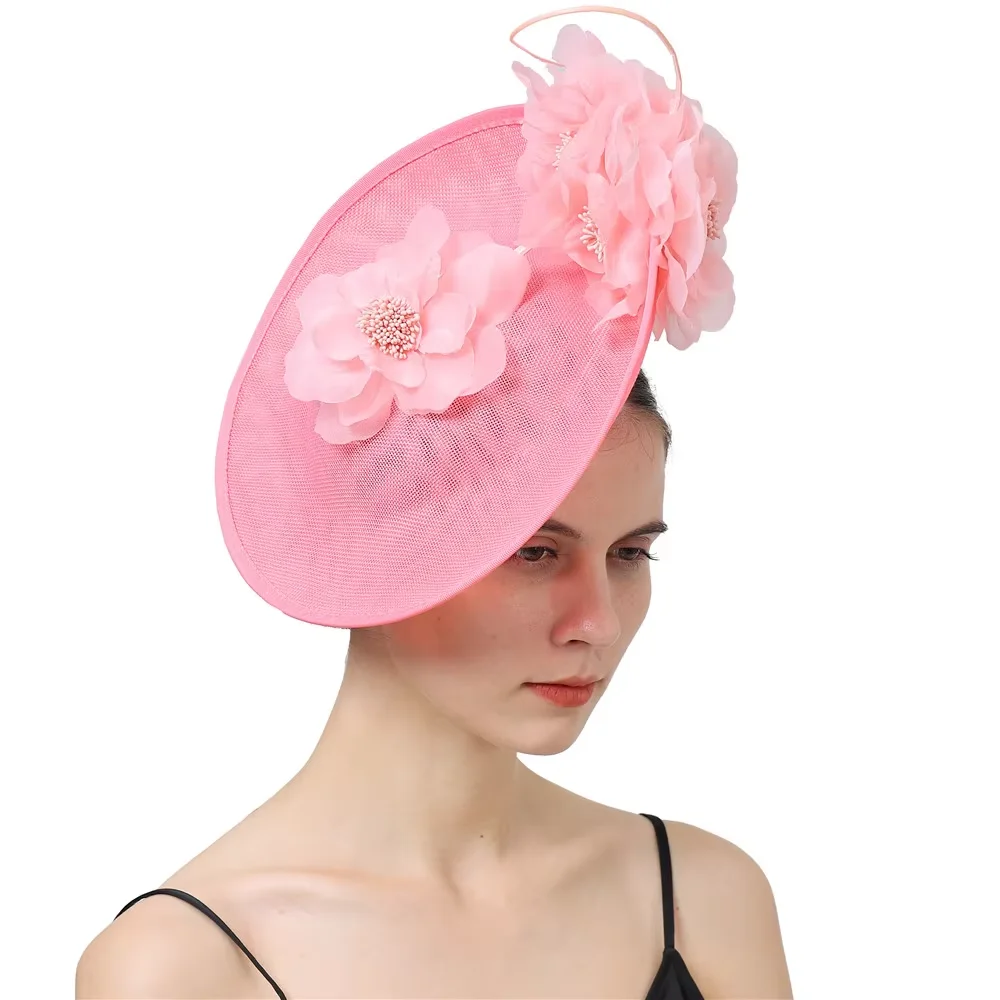 Elegant Wedding Hat Fascinator Hat Hair Clips for Women Flower Hairpins Church Hat Cocktail Feather Headwear Hair Accessories