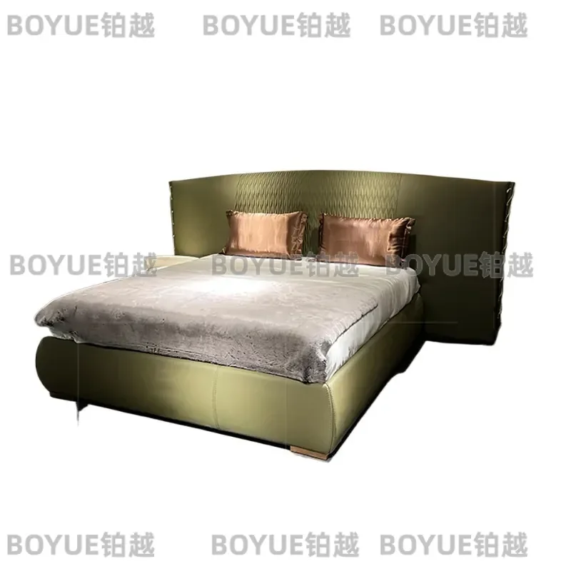 Postmodern Light Luxury Italian Style Queen Bed for Master Bedroom Wedding Furniture Elegant Upholstered Platform Frame