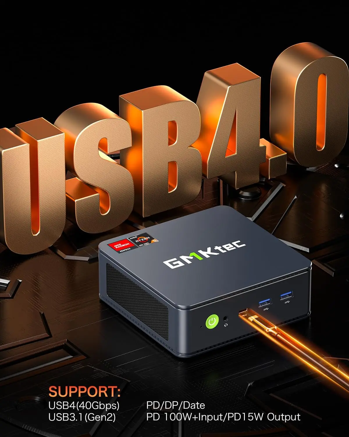 GMKtec Mini PC Ryzen 6600H (actualizado 6600U), computadora de escritorio para juegos M6 Dual NIC LAN 2.5G, AMD R5 6600H (6C/12T hasta 4,50 Ghz),