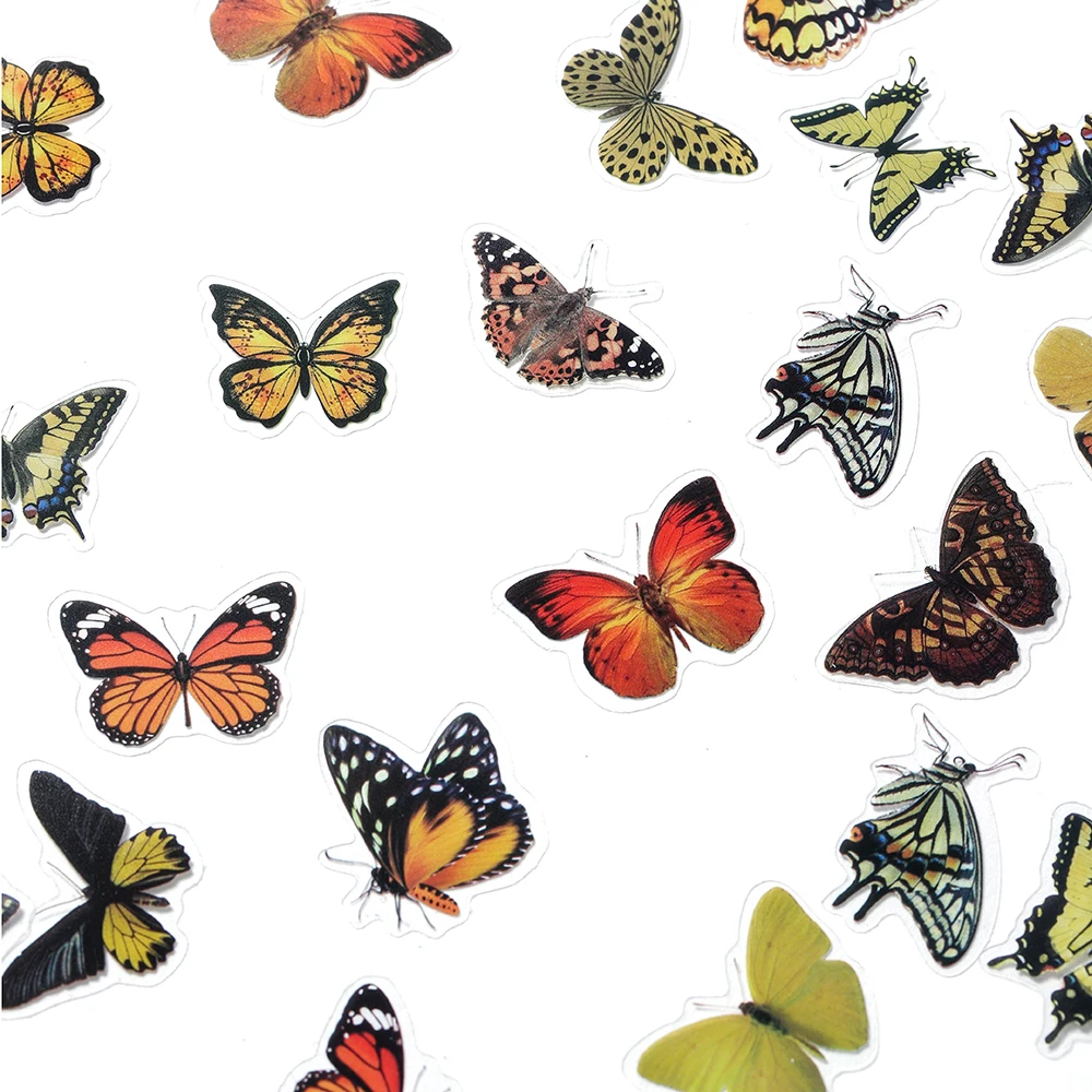 40Pcs/Bag Butterfly 3D Nail Decorative PVC Sticker Epoxy Resin Crafts Fillers Material for DIY Epoxy Resin Molds Book Decor