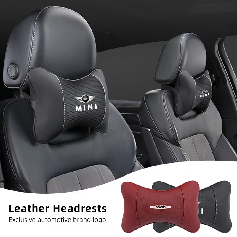 

1Pcs Car Seat Neck Pillow Auto Badge Headrest For MINI JCW Cabrio Cooper Countryman Aceman Clubman Coupe Paceman F57 F5 Hub Cap