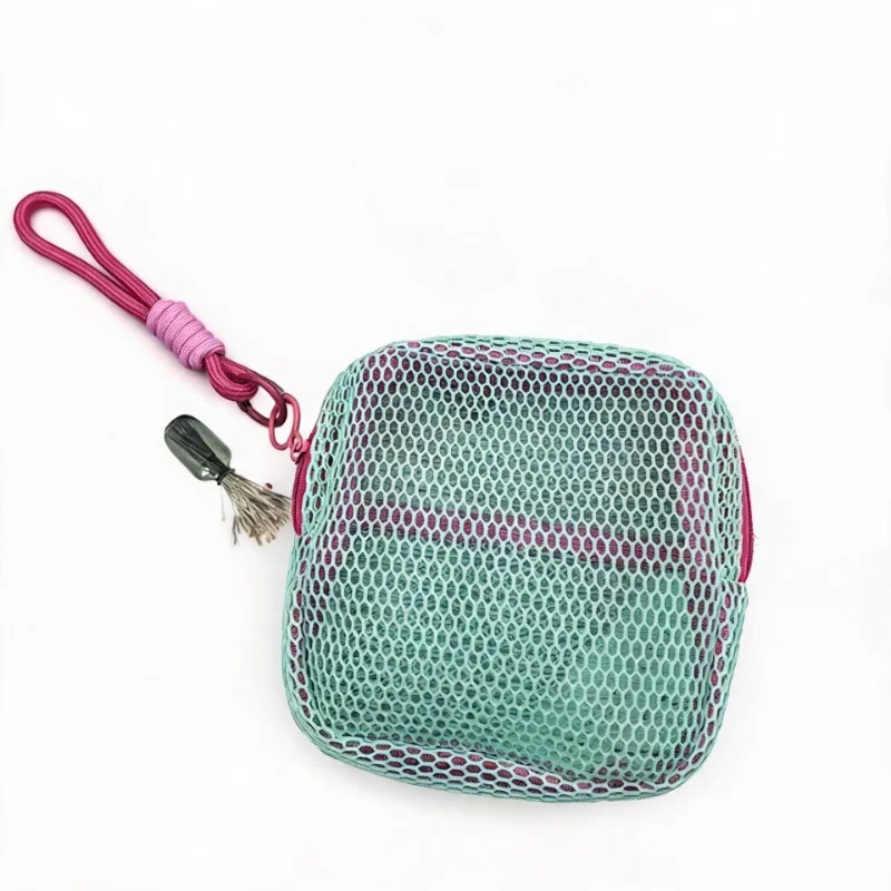 Dopamine Mesh Storage Bag, Portable Large Capacity Fashion Travel Makeup Bag, Lipstick Earphone Coin Multi‑use Purse