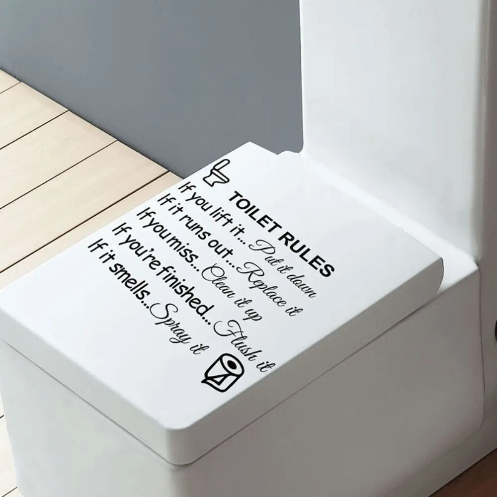 

Cartoon Black Reminder Writing Toilet Stickers PVC Self-adhesive Roll Paper Stickers Roll Paper English Wc