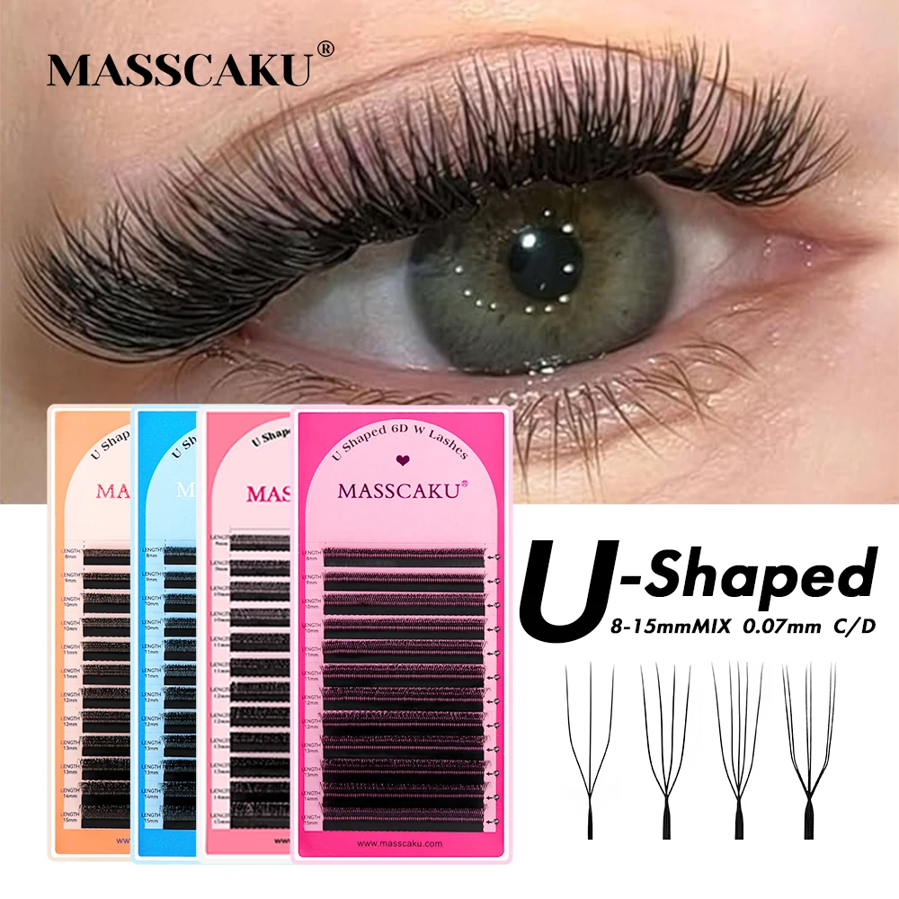 Nieuwe Trend U-vorm 3D 4D 5D 6D Wimperverlenging 0.07mm Dikte Denser Slanke Cilios U Stijl Volume Nep wimpers door MASSCAKU