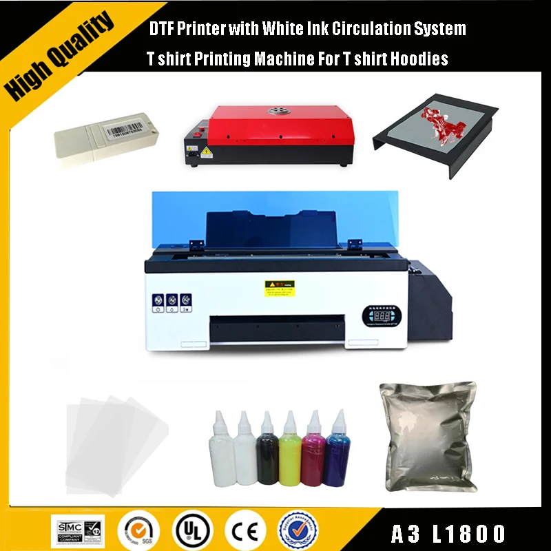 

lxhcoodyDTF Transfer Printer A3 L1800 DTF Printer with White Ink Circulation System T shirt Printing Machine For T shirt Hoodies