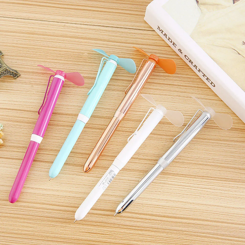 2 قطعة قلم حبر جاف معدني كهربائي محمول باليد شفرة مروحة صغيرة قلم الكتابة لطلاب المدارس المكتبية لوازم مكتبية