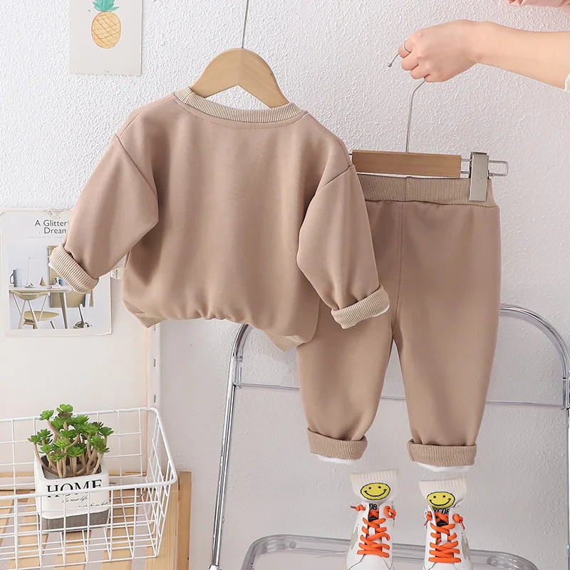 Spring Fashion Two Piece Boys Suit 2024 New Three Dimensional Hat Bear Long Sleeve Sweatershirts and Pants Children's Clothing