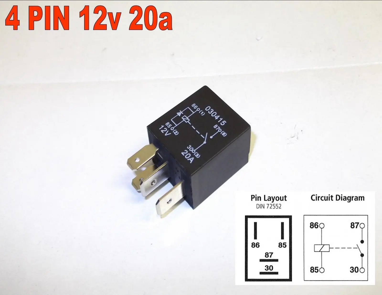 Relay Socket 4 Pin 12V 30A Heavy Load Terminal Base Waterproof Fuse for Auto Relay Power Control