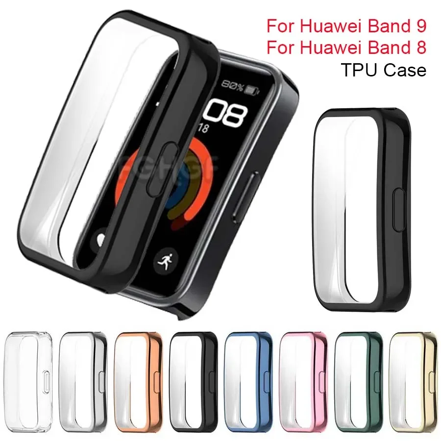 Soft TPU Case For Huawei Band 9 Smart Watch Accessories All-around Protective Cover Bumper For Huawei Band 8 9 Screen Protector