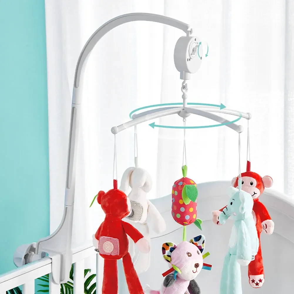 Babybett Glocke Spielzeughalter Weiß Rasseln Halterung Mobile Krippe Spieluhr Neugeborenen Glocke Krippe Spielzeug, Der Halter kann 360 Grad dreht werden