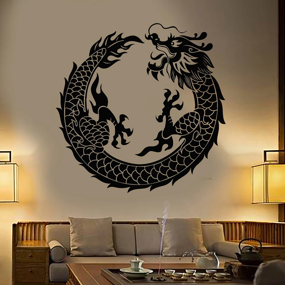 

Circle Dragon Wall Decal Asian Chinese Dragon Wall Decals Fantasy Japanese Stickers Vinyl Home Living Room Decor Poster X902