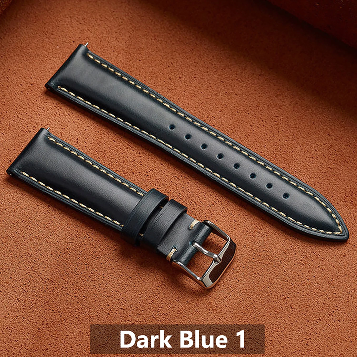 Wachs-Echtleder Uhrenarmband für Herren und Damen, Vollnarbiges Naturleder 18/19/20/21/22 mm Uhrenarmband mit Edelstahl-Schnalle – Detail 12