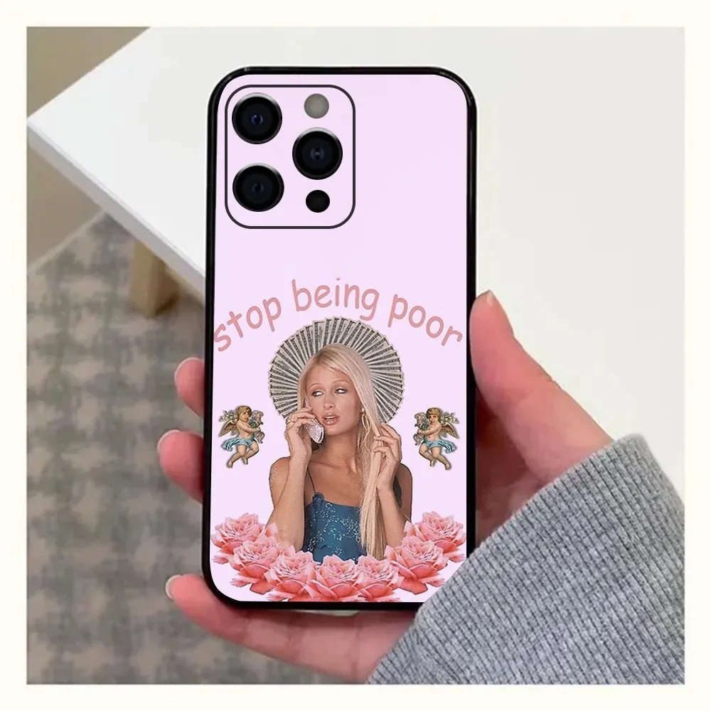 P-Paris H-Hilton Phone Case For Apple iPhone 15,14,13,12,11,Pro,X,XS,Max,XR,Plus,Mini Soft Black Cover image 4