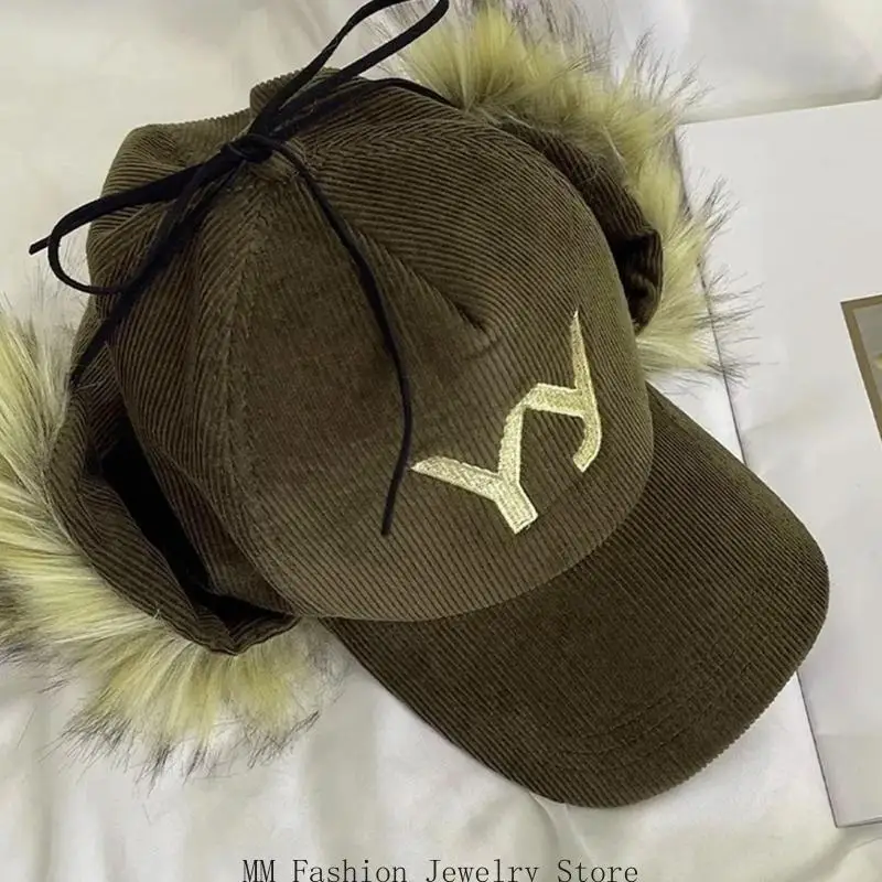D0UB Casual Wear Baseball Hat Plush Ear Protective Baseball Caps Women Accessories