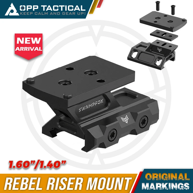 Tactical Swampfox Rebel Riser Adjustable 1.60” or 1.40” Lower Optical Centerline Height Picatinny Rail Dot Sight Mount Anodize