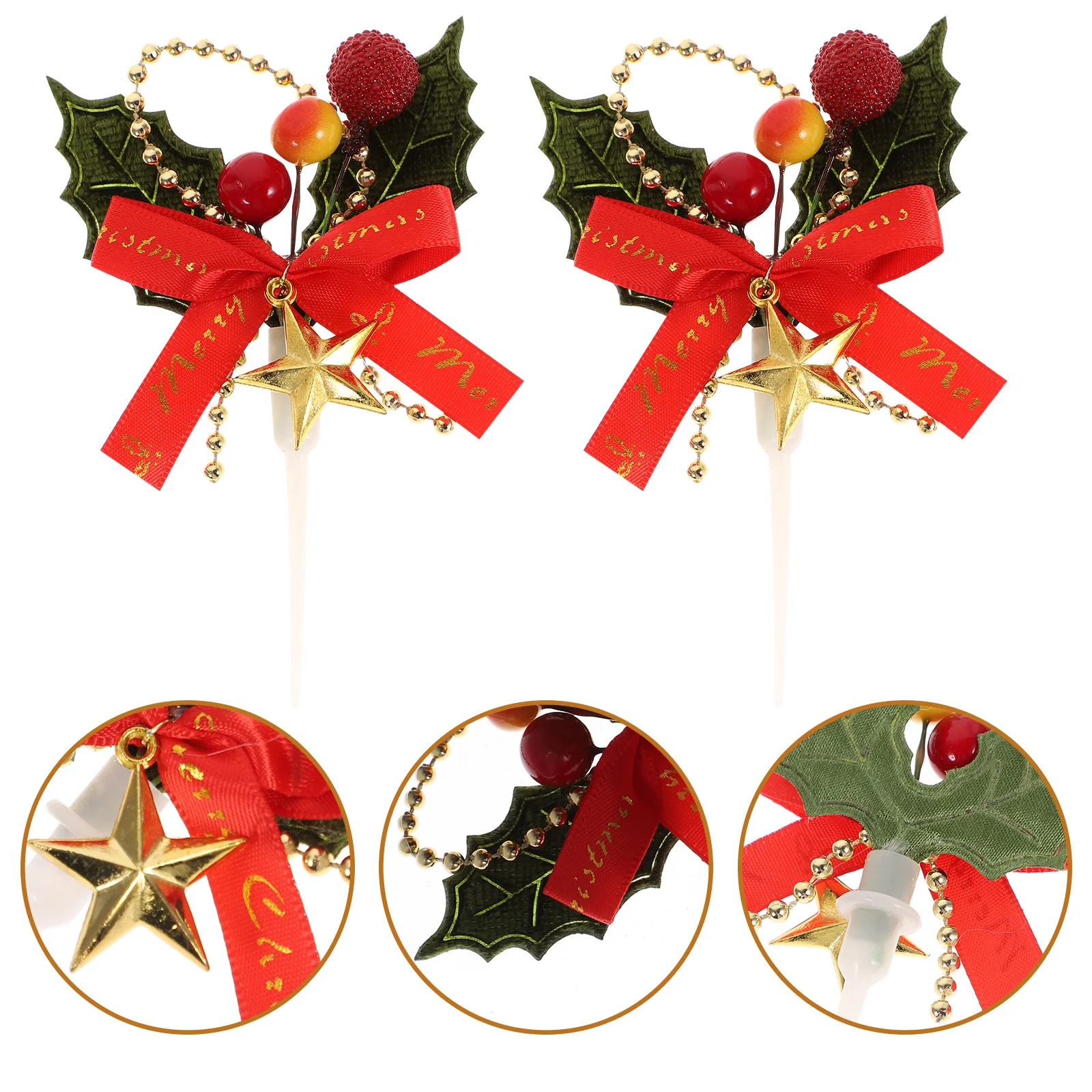 

10pcs Christmas Bell Cake Toppers Holiday Party Supplies Premium Food Grade Dessert Cupcake Ornament For Cheese Ice Cream