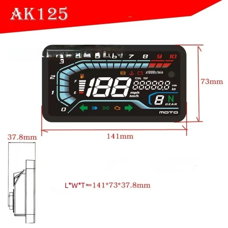 

Factory Hot Selling Universal 12V Full Screen LED Waterproof Motorcycle RPM Digital Speedometer