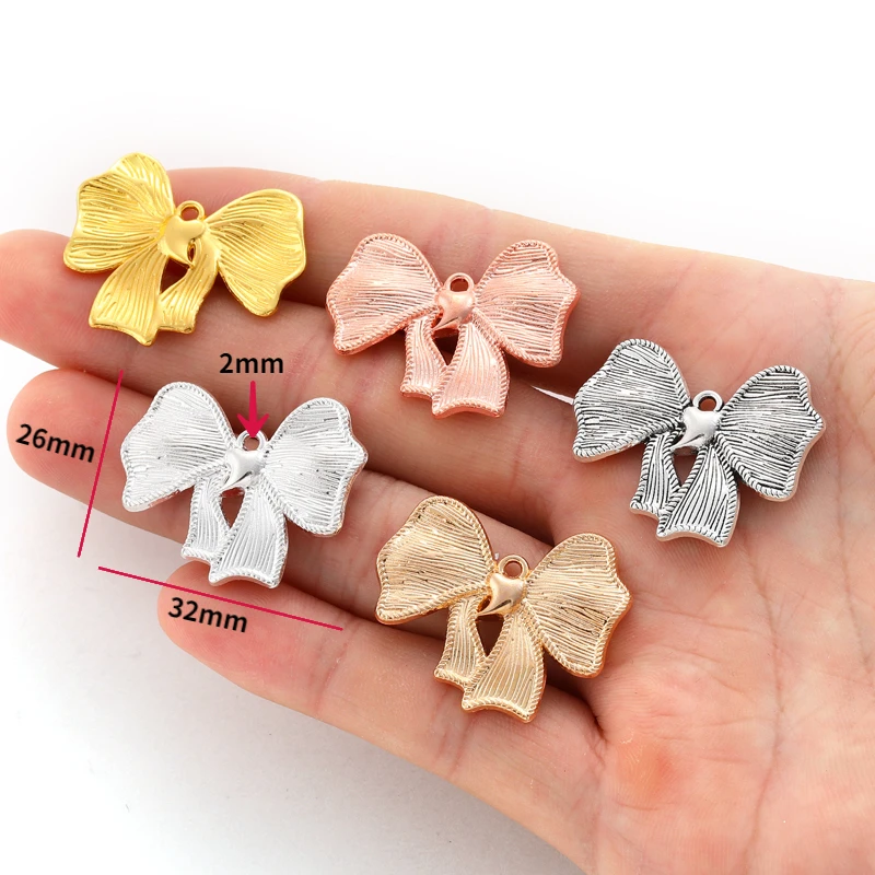 5pcs Bow knot Charms for Bracelet Necklace Pendant Jewelry Making Handmade Crafts diy Supplies 26*23mm N173