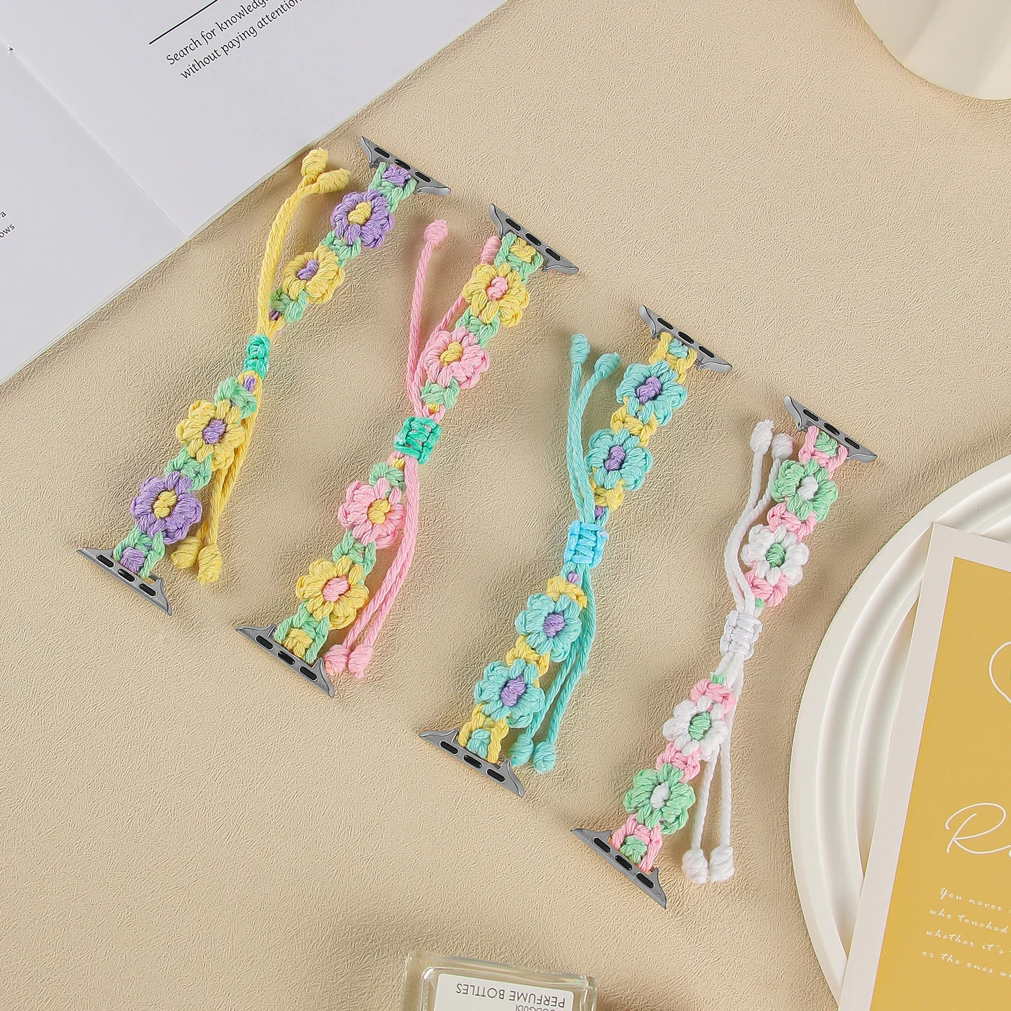 حبل مضفر ممتاز لساعة أبل للنساء 10/9/8/7/6/5/4/3/ 38 مم 40 مم 41 مم 42 مم 44 مم 45 مم 46 مم