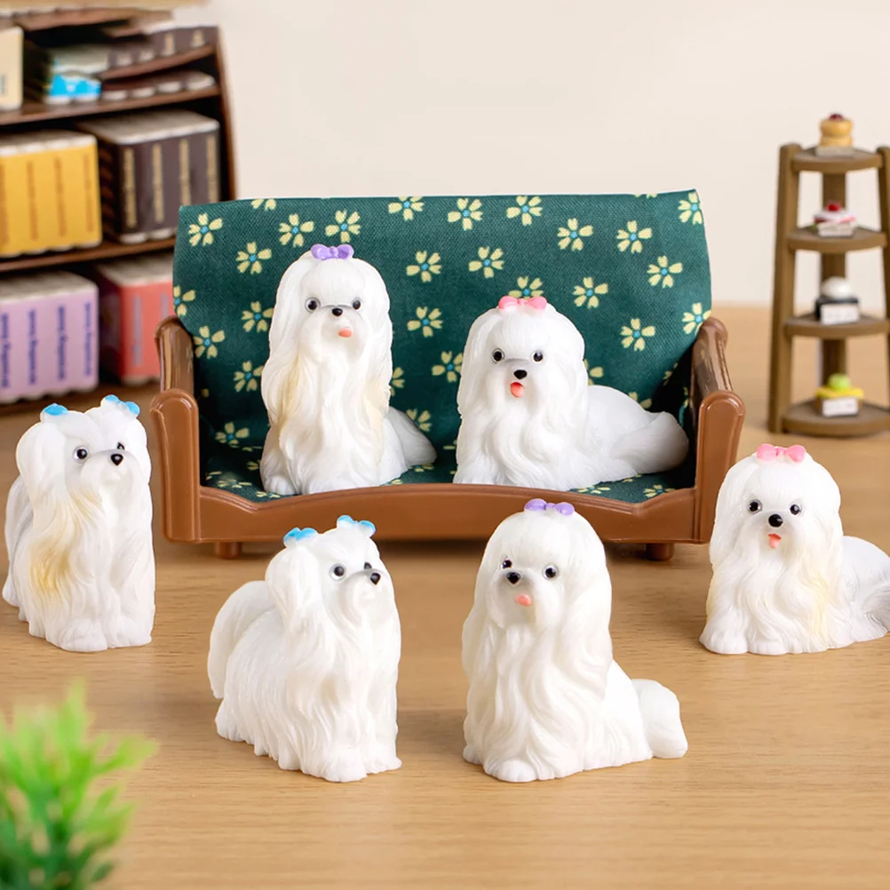

Animal Micro Landscape Mini Puppy Decorative Resin Gardening Landscaping Accessories (6 Maltese Dog Models) 6pc Animals Figures