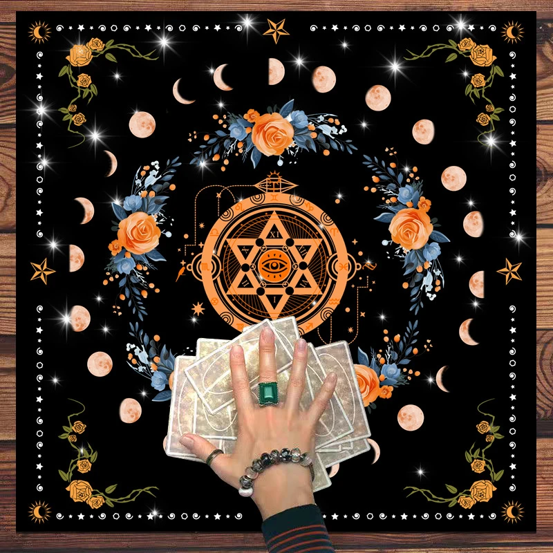Zodiac Moon Phase Evil Eye Tarot Altar Cloth Divination Spread Tablecloth Witchcraft Astrology Home Decor