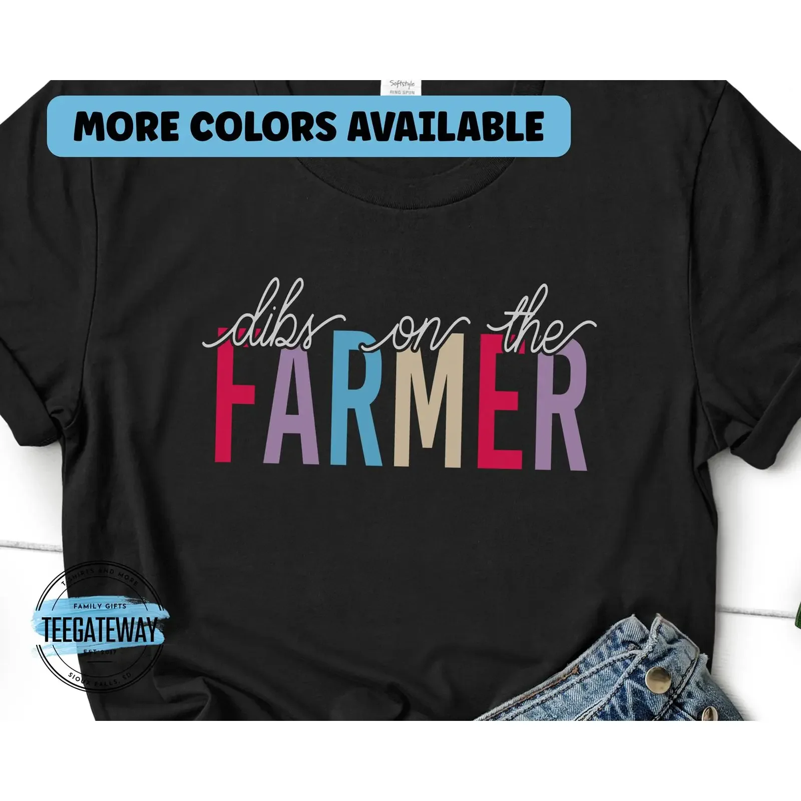 Dibs On The Farmer T Shirt Farm Life Wife Ranch Hand Girlfriend Top Country Girl vintage Washed homme Slightly Stretched Unisex