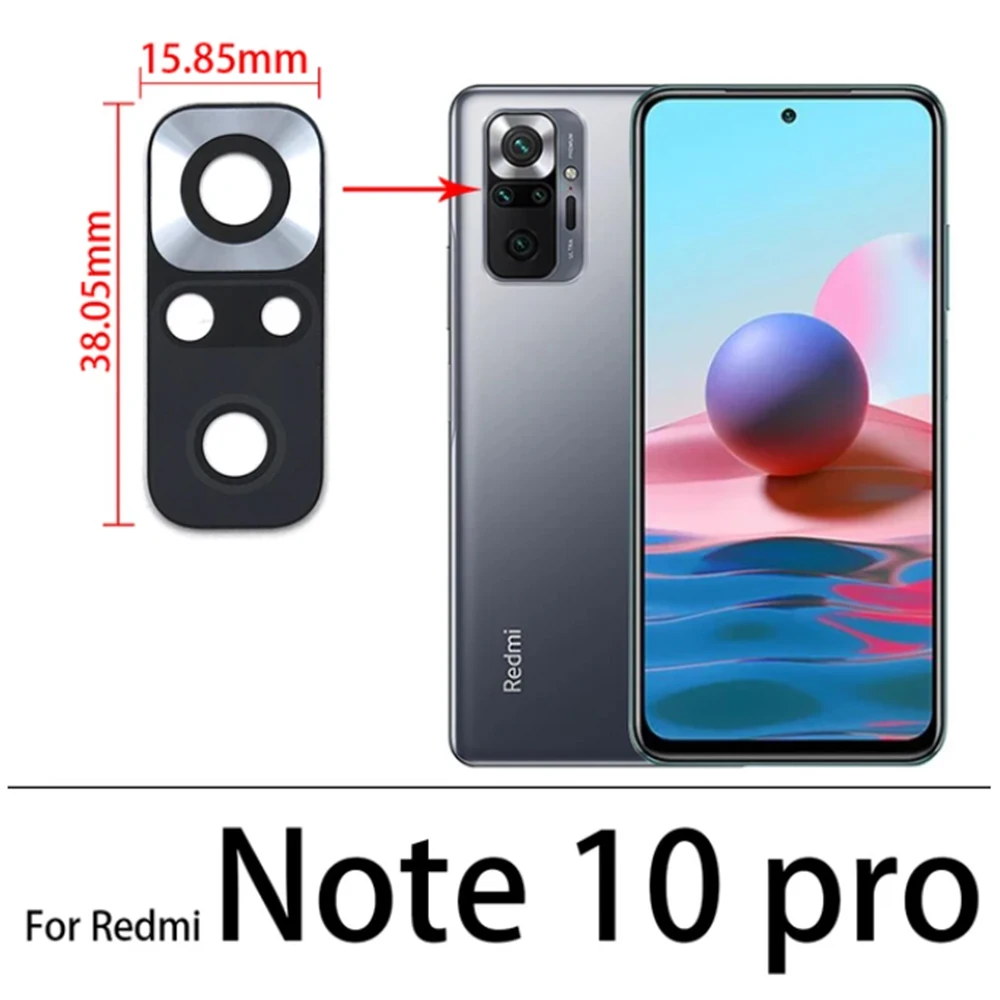 Neue hintere Kamera-Glaslinse für Xiaomi Redmi Note 10 5G / Note 10s / Note 10 Pro / Note 10 mit selbstklebendem Aufkleber