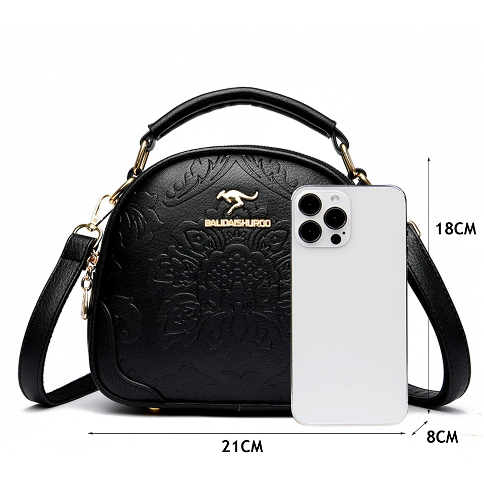 Vintage Floral Pattern Handbag Women Elegant Crossbody Bag Ladies Shoulder Messenger Bags Designer High Quality Leather Hand Bag