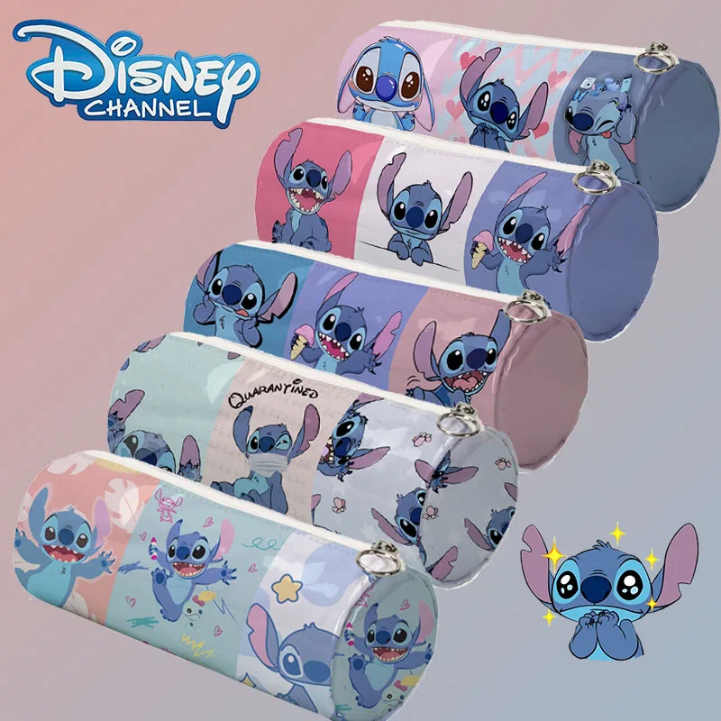 

Disney Cartoon Student Cylinder Pen Bag Pvc Film Large Capacity Pencil Bag Polyester Storage Sationery Bag Children's Gift