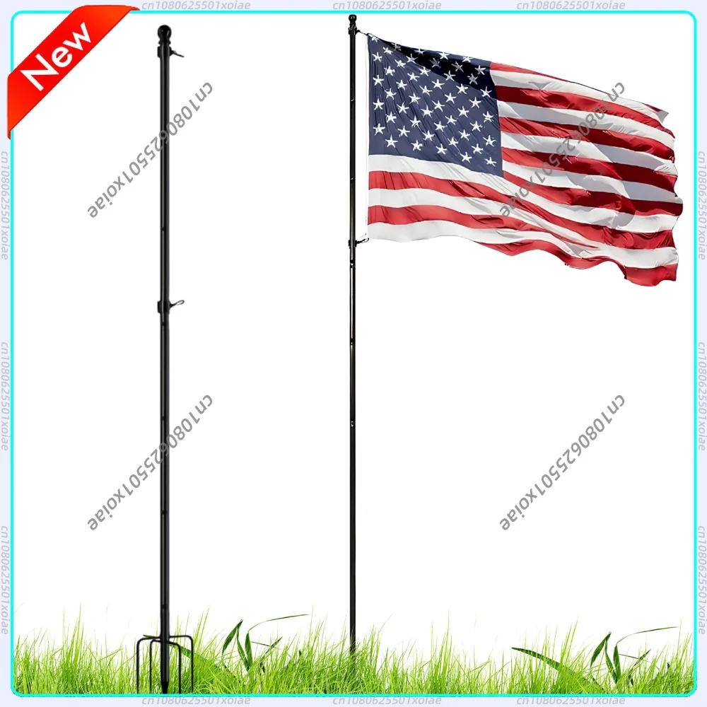 Mástil de bandera de acero inoxidable de 11/12 pies para exteriores, soporte de mástil de bandera de tubo grueso, accesorios para mástil de bandera para playa y barco.