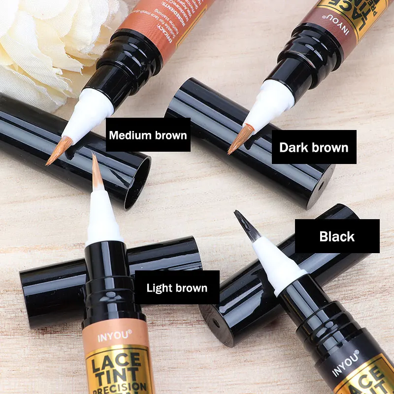 Lace Tinted Precison Pen Easy To Use Long Lasting Formula Lace Tinting Pen 15Ml Black Brown Blends Natural Lace Tint Pen 1-2Pcs