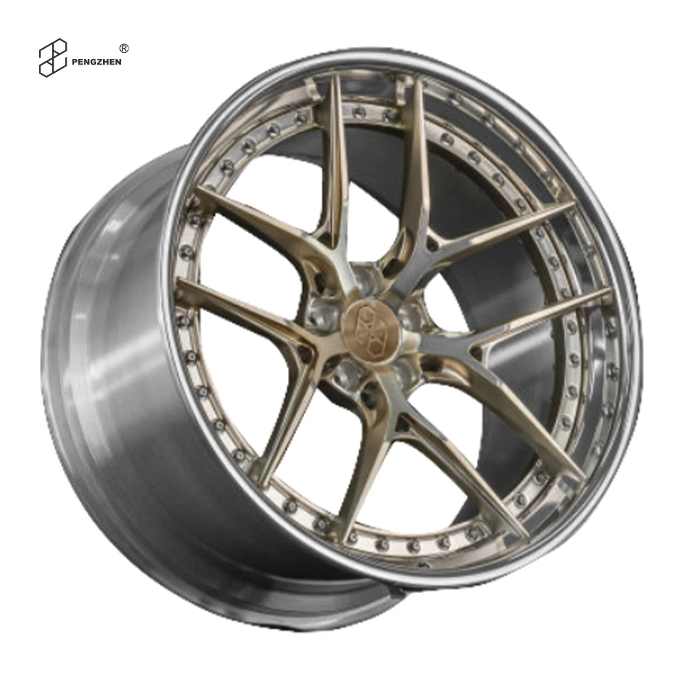 

Two-Piece Five Spoke Polished Frozen Gold 6061 T6 Aluminum Wheel for B MW M8 F93