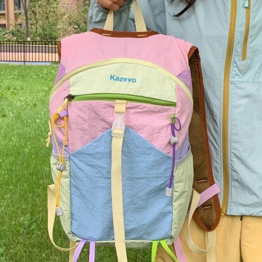 Nylon Travel Backpack Multicolored Multifunctional Travel Daypack Fixed Webbing Scratch Prevention Outdoor Rucksack Gift
