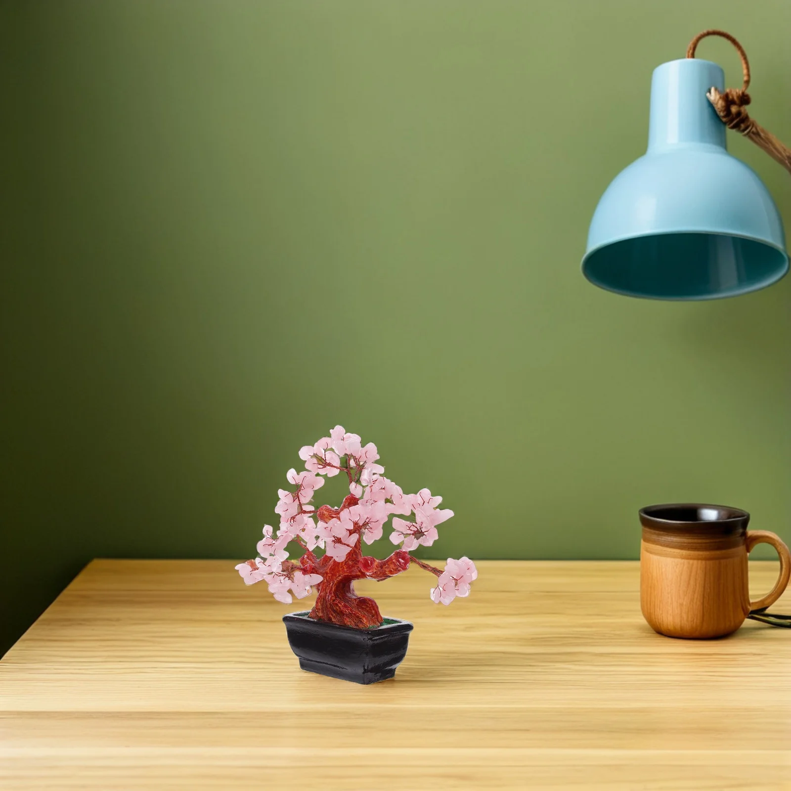 

Pink Bonsai Tree Quartz Crystal Money Plant Feng Shui Wealth Luck Decor - Artificial Tabletop Crystal Tree For Home Office