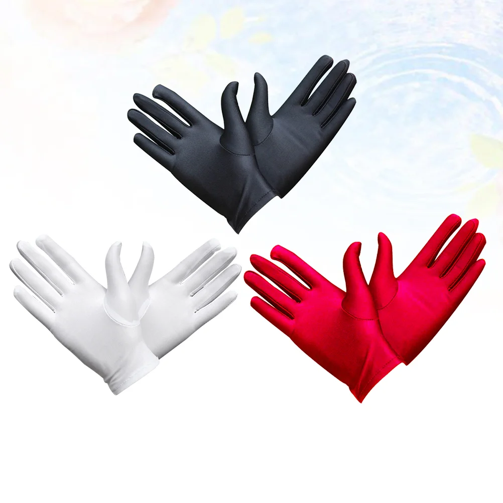 3 Pairs Men Gloves Mittens Elastic Etiquette Stretchy for Jewelry Inspection Man