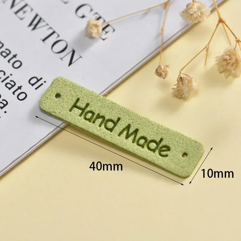 20pcs/lot 1*4cm Handmade PU Leather Tags Color Sewing Labels For Bag Needlework Decoration DIY Hats Bags Garment Accessories