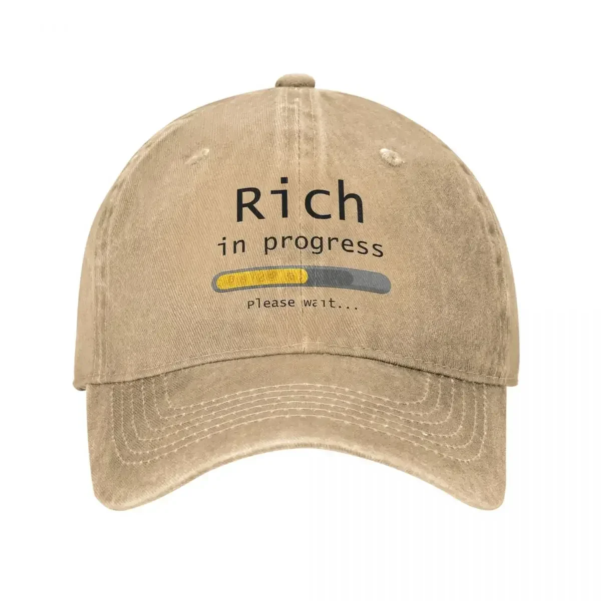 New Bitcoin Baseball Cap Rich In Progress Outdoor Gym High Quality Washed Trucker Hat Women Men Casual Custom DIY Snapback Cap