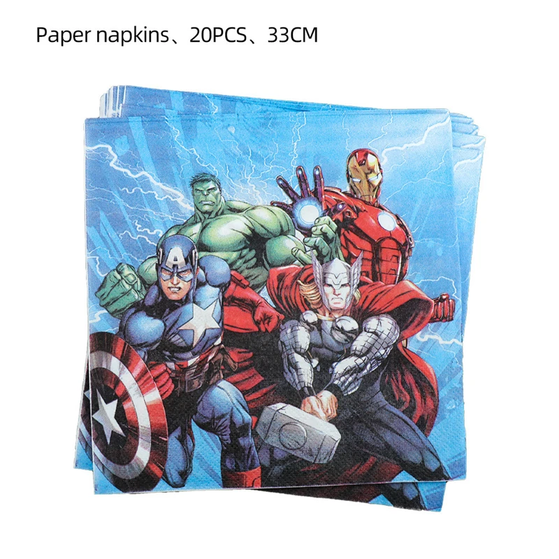 Marvel Avenger SuperHero Theme Supplies Birthday Party Decorations The Avengers Tableware Tablecloth Plates Paper Cup Napkins