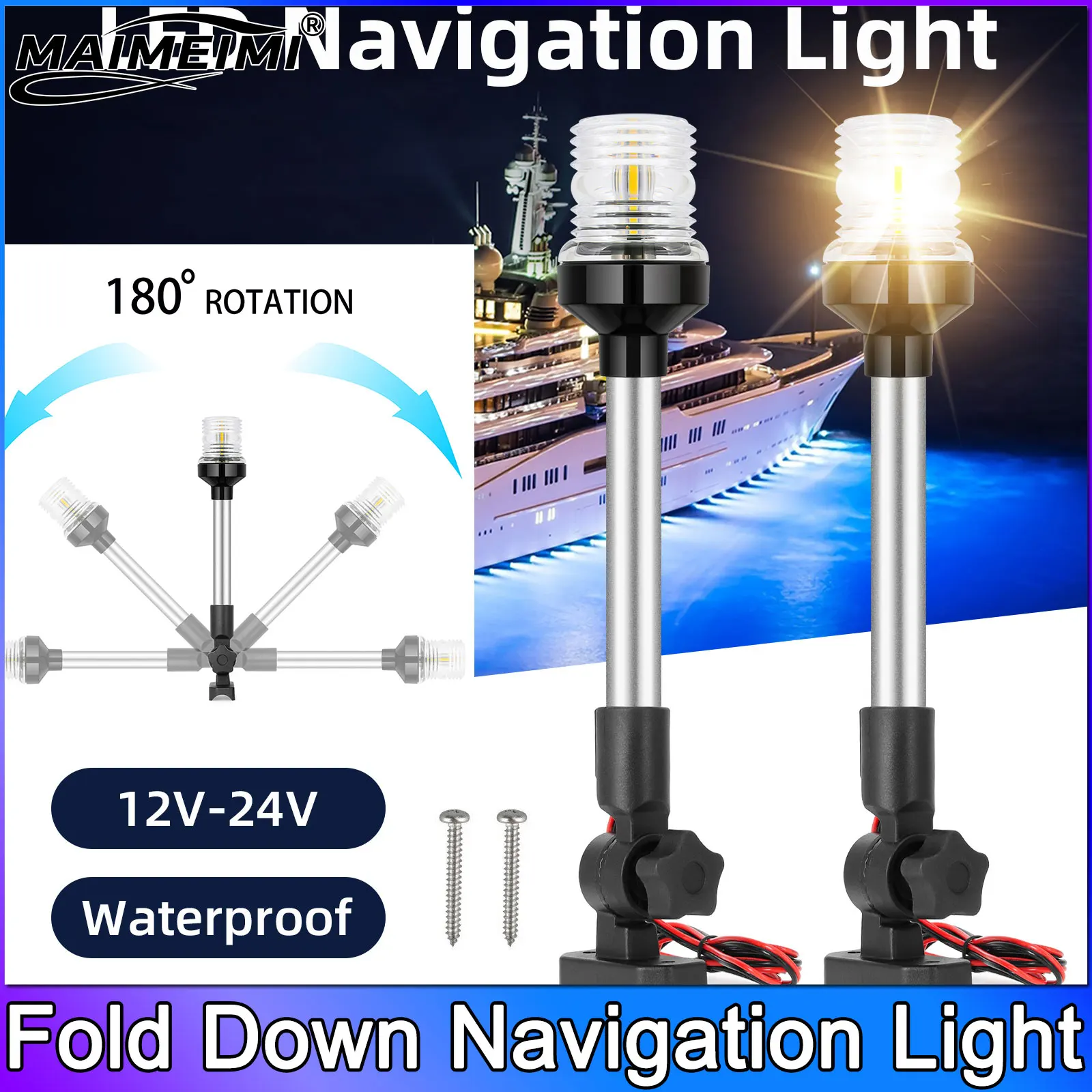 

9inch/12inch LED Fold Down Navigation Light Sailing Signal Lamp Marine Boat Yacht Accessories Anchor Light Stern